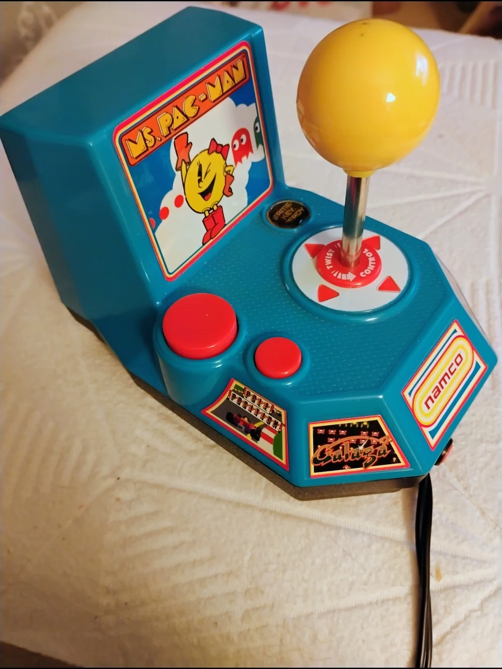 Namco Blue Mini Arcade With 5 Games Joystick with Yellow Joystick Game Key Ready